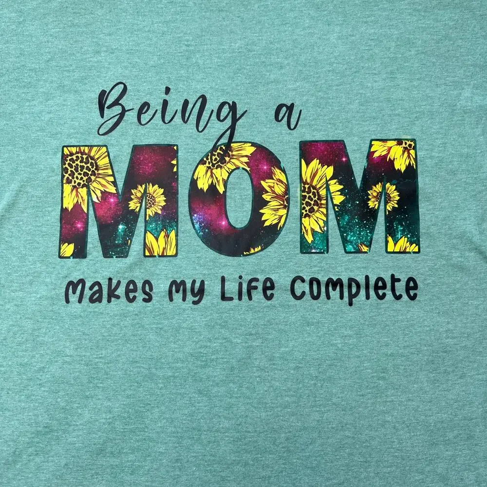 Mint Green Floral Mom Tee XL